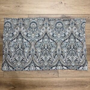 Pottery Barn Mackenna King Pillow Sham Blue Grey Tan Paisley Damask Cotton